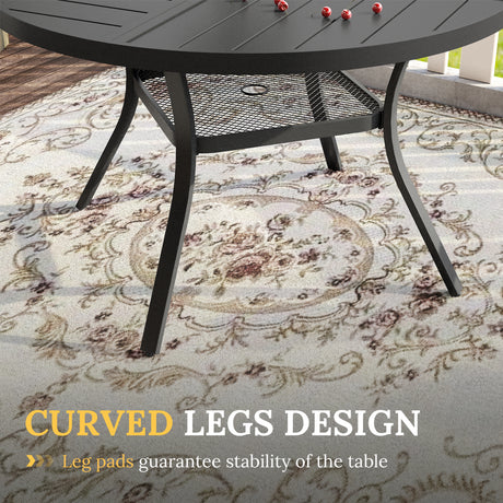 Vicllax Mesa redonda para patio de 42" con estante de almacenamiento y orificio para sombrilla ajustable 