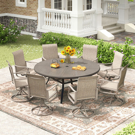 Vicllax Outdoor Round Dining Table, Patio Aluminum Tabletop with Storage Shelf