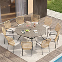 Vicllax Round Patio Dining Table for 10,  63" Outdoor Large Metal Round Table and Alora Stackable Chair