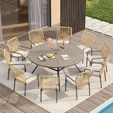 Vicllax Round Patio Dining Table for 10,  63" Outdoor Large Metal Round Table and Alora Stackable Chair