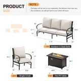 Vicllax 4-Piece Outdoor Patio Conversation Sofa Set With Metal Rectangular Fire Pit Table