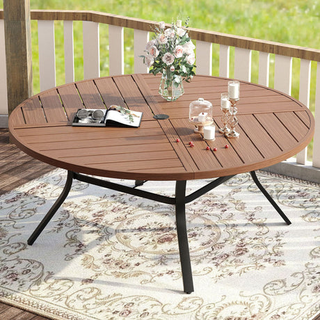 Vicllax 11 Pieces Outdoor Dining Set with 60" Round Metal Table and Armrest Chairs