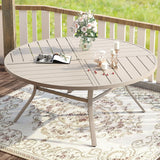 Vicllax Round Patio Dining Table for 4/6/8, Outdoor Large Metal Table