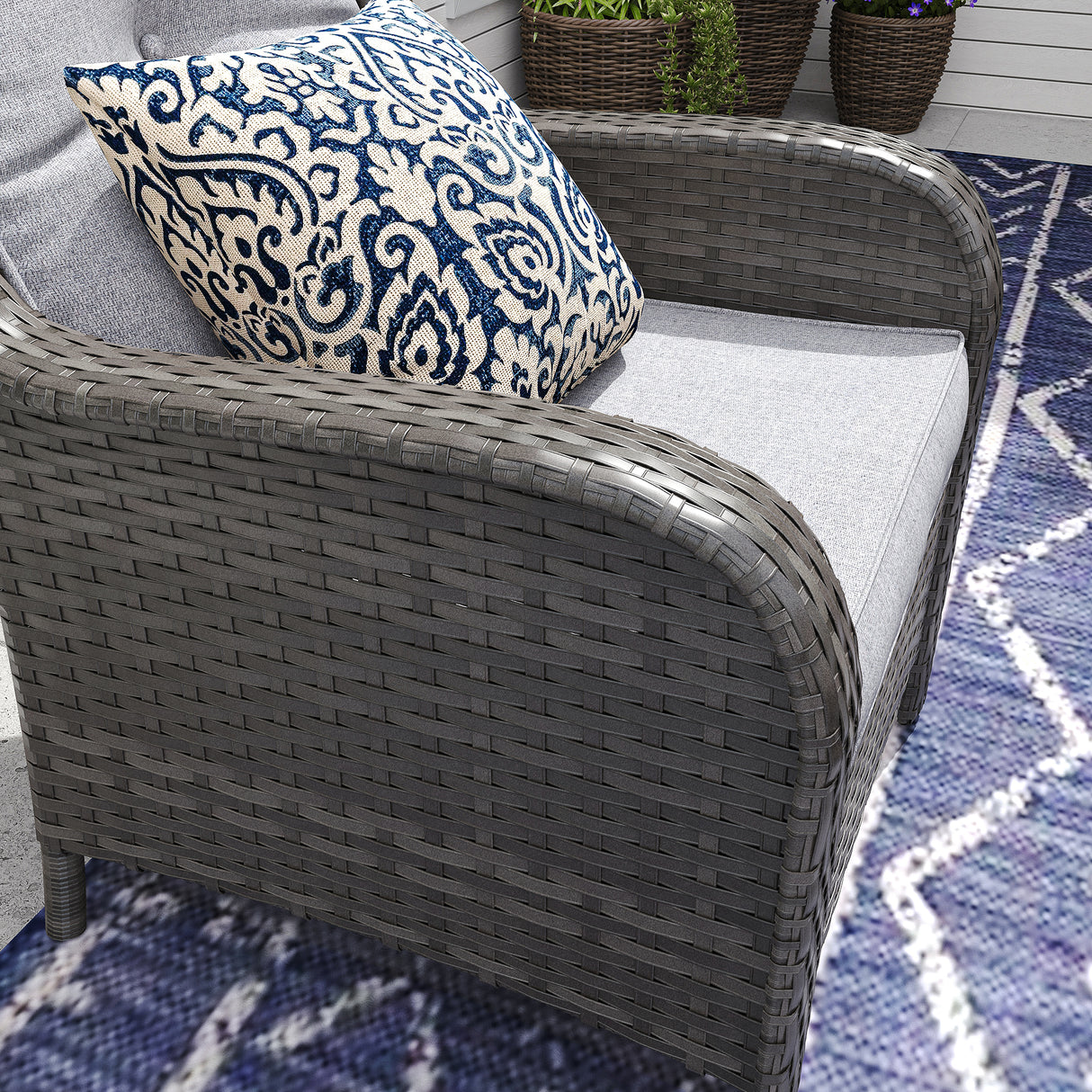 Vicllax Patio Wicker Oasis Lounge Set, 7-Piece Outdoor Sofa Set (Swivel Sofa Chair Set)