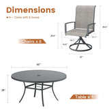 Vicllax 9 Pieces Outdoor Dining Set with 60" Round Dining Table and Premium Swivel Chairs