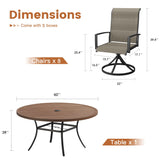Vicllax 9 Pieces Outdoor Dining Set with 60" Round Dining Table and Premium Swivel Chairs