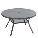 Vicllax Outdoor Round Dining Table, Patio Aluminum Tabletop with Storage Shelf