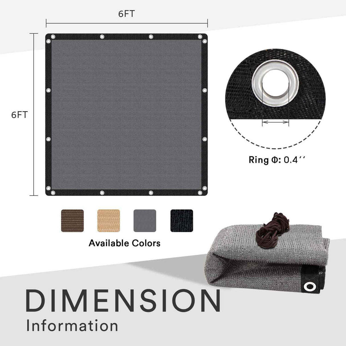Vicllax 90% Shade Cloth Sun Shade Privacy Panel with Reinforced Grommets