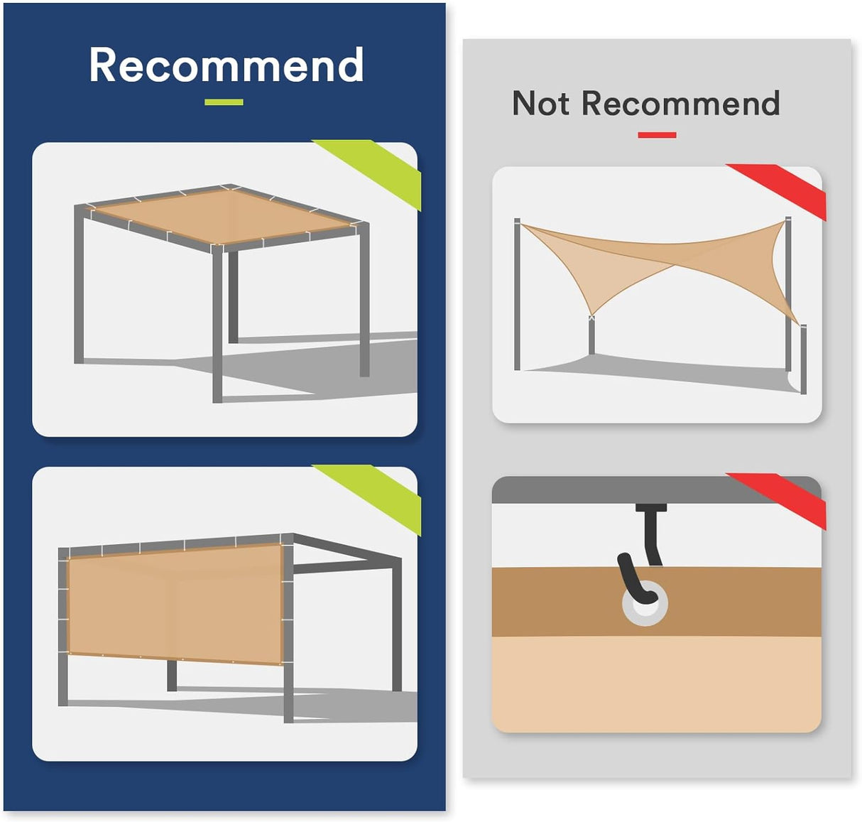 VICLLAX Shade Fabric Sun Shade Cloth Privacy Screen with Grommets for Patio Garden Pergola Cover Canopy