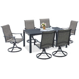 Vicllax 7-Piece Patio Dining Set, Outdoor Dining Table for 6 and Patio Swivel Chairs