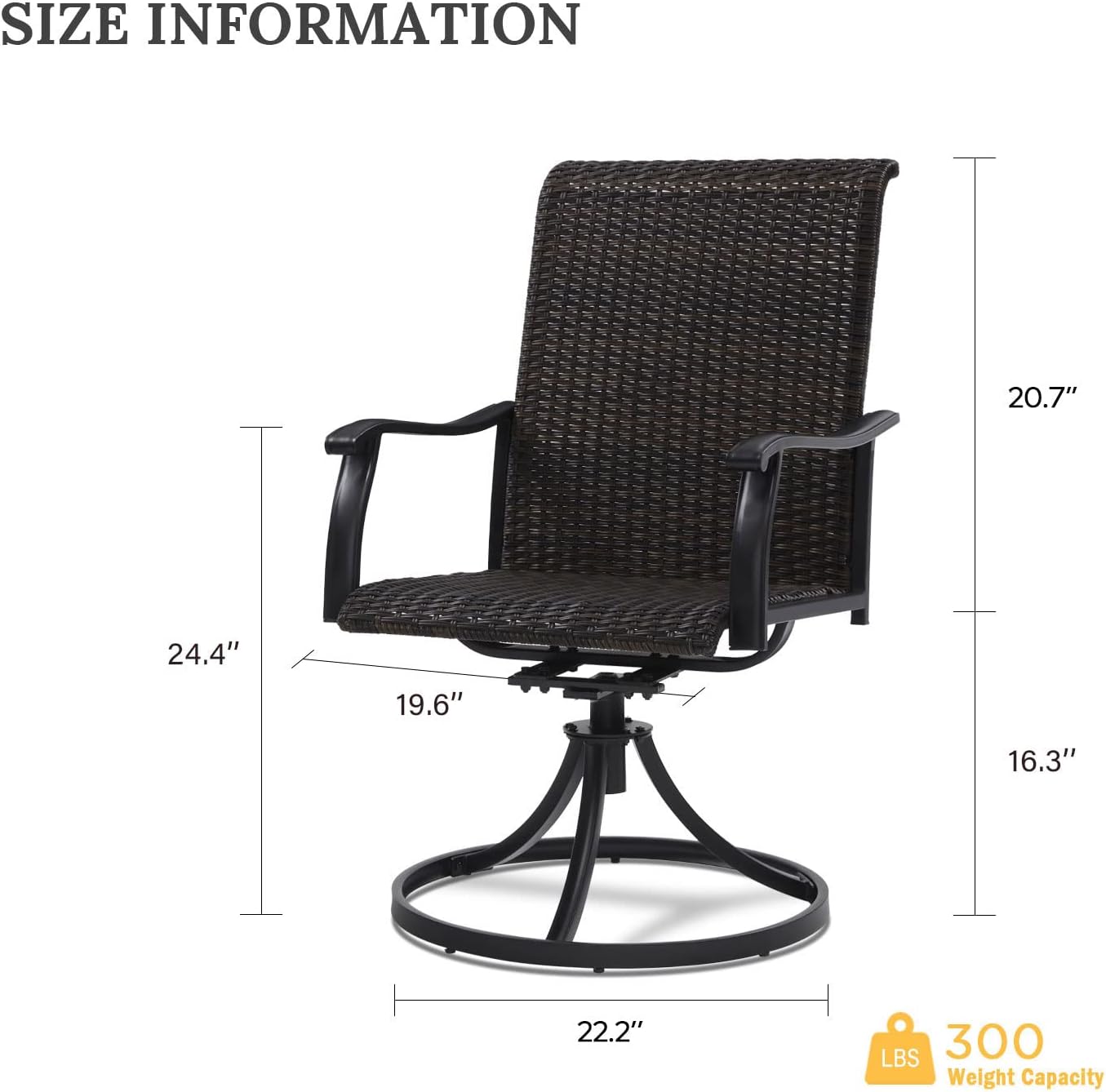 Lawn Chair VICLLAX 2-Pack Swivel Patio Chairs Breathable