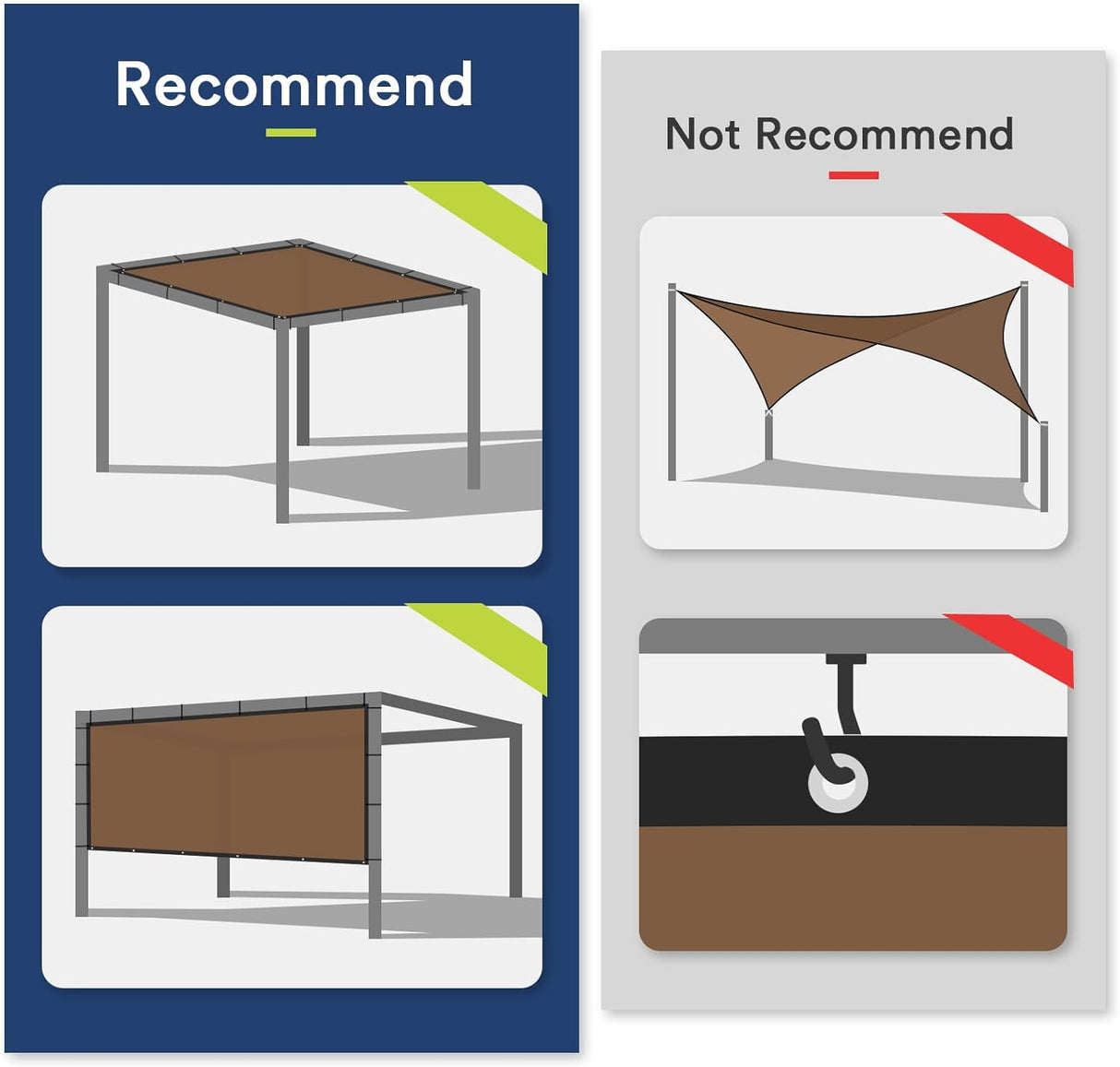 Vicllax 90% Shade Cloth Sun Shade Privacy Panel with Reinforced Grommets