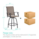 Vicllax Outdoor Swivel Bar Stools, Patio Bar Height Chair, Set of 2/4/6