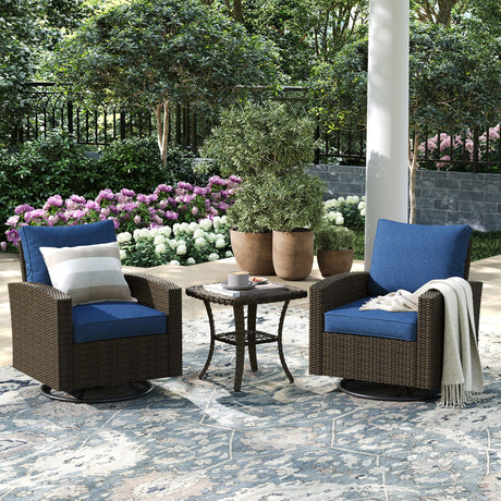 Vicllax Patio Sofa, Wicker Swivel Sofa Chairs, Rattan Sun-Drenched Lounge Seating