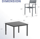 VICLLAX Patio Dining Set 5 Pieces Outdoor Furniture Table and 4 Textilene Chairs