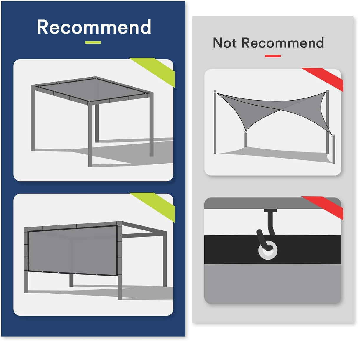 Vicllax 90% Shade Cloth Sun Shade Privacy Panel with Reinforced Grommets