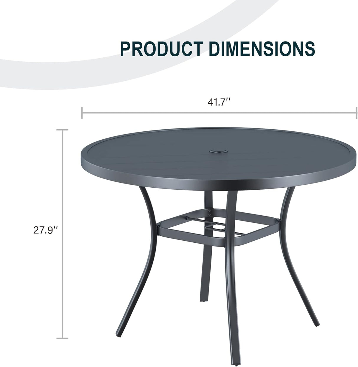 Vicllax 42" Round Metal Patio Table with Adjustable Umbrella Hole