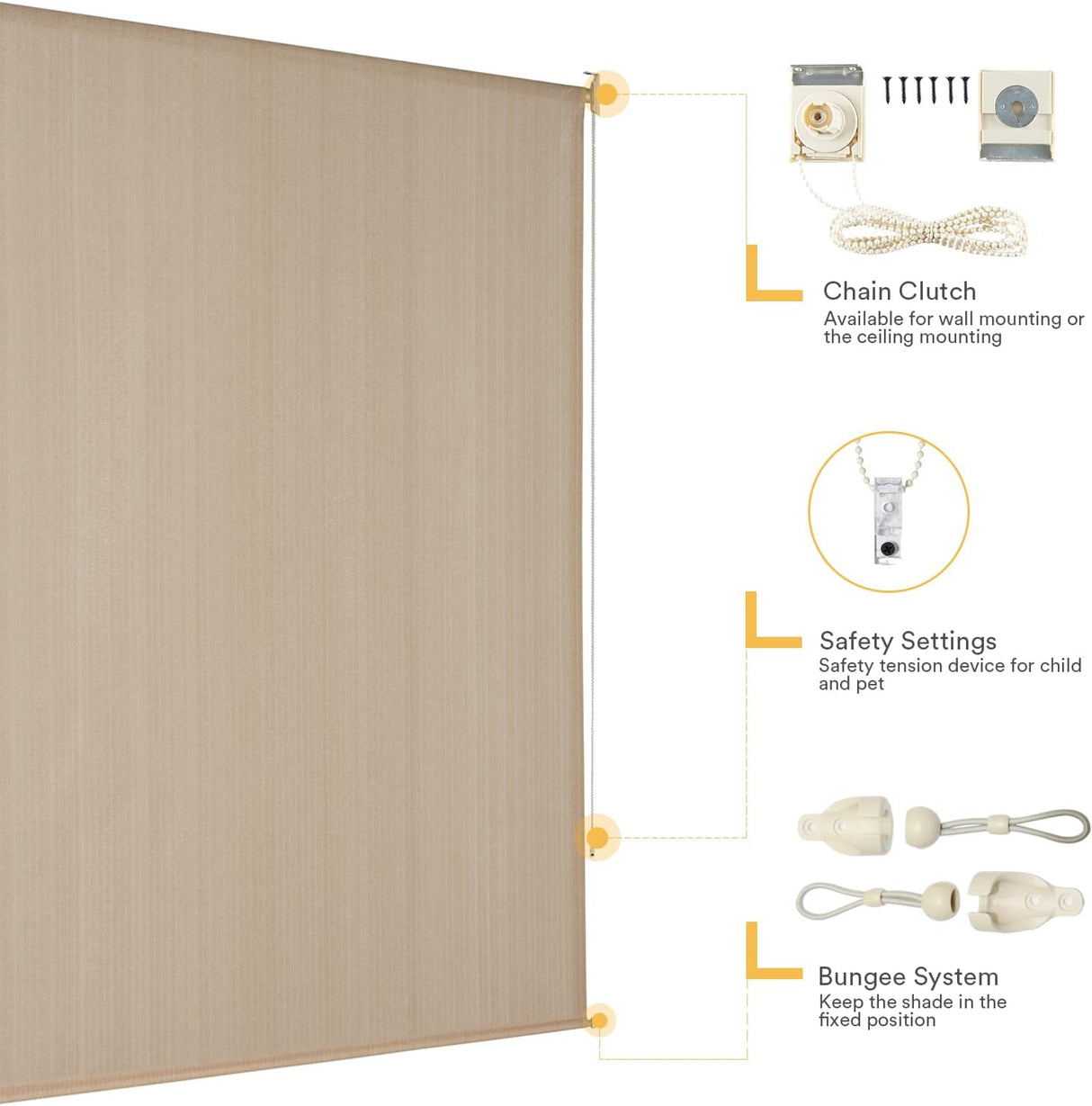 Vicllax Outdoor Sun Blocking Roller Shade, Patio Roll Up Shade Blinds