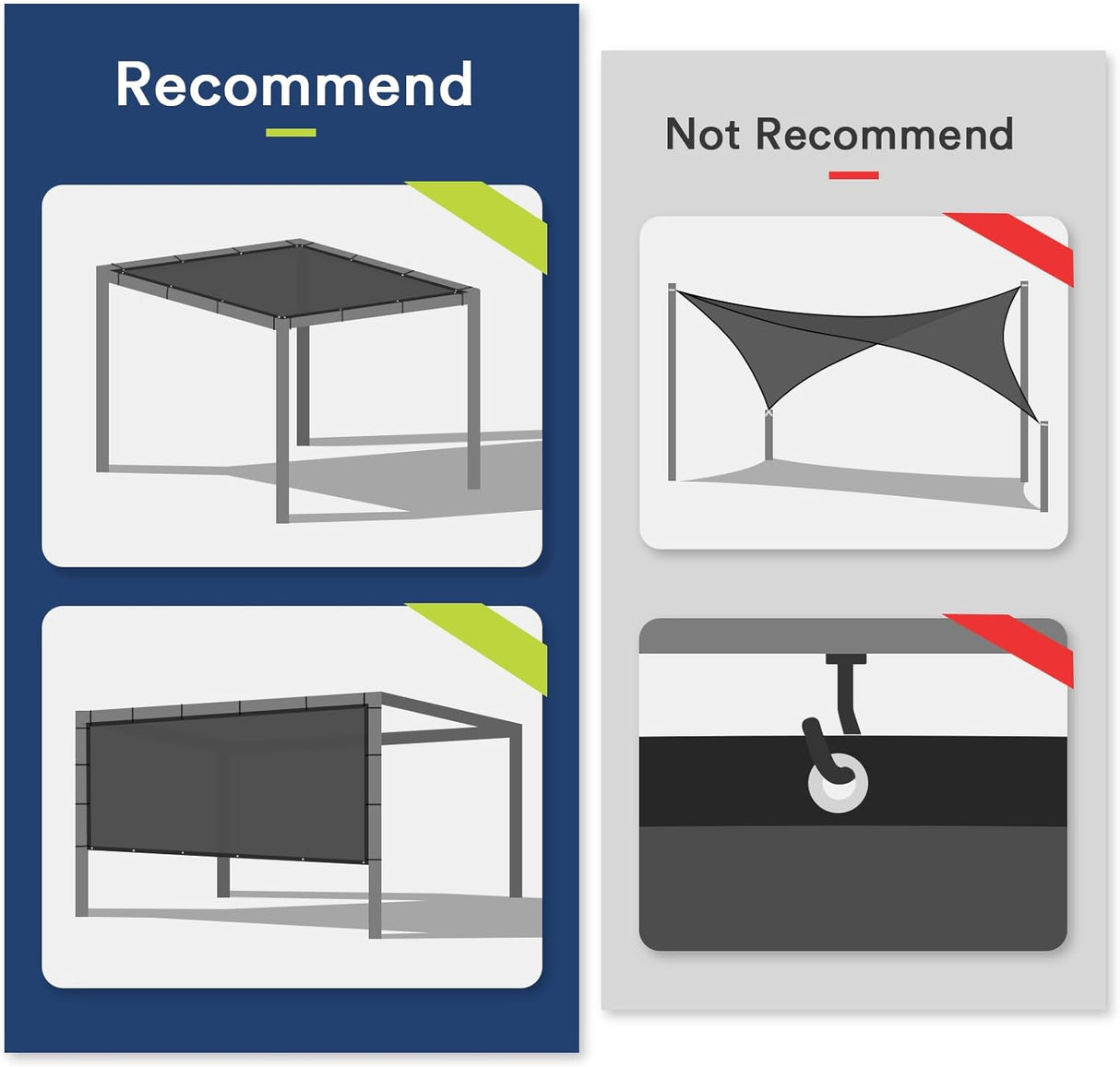 Vicllax 90% Shade Cloth Sun Shade Privacy Panel with Reinforced Grommets