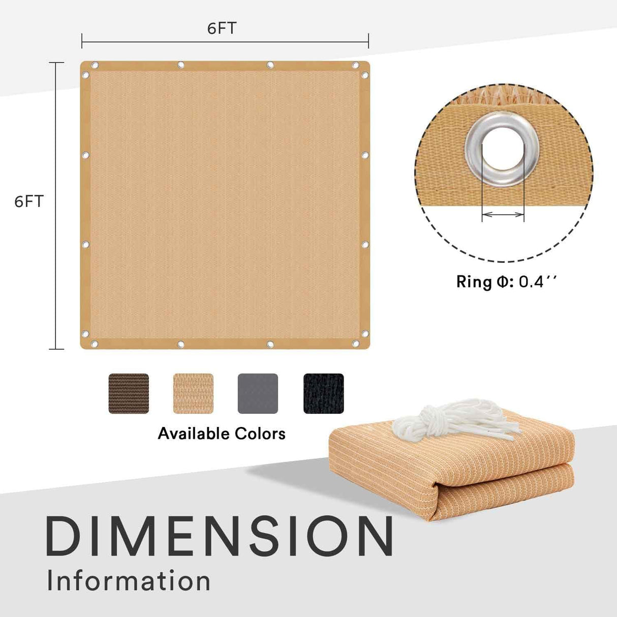 Vicllax 90% Shade Cloth Sun Shade Privacy Panel with Reinforced Grommets