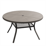 Vicllax Outdoor Round Dining Table, Patio Aluminum Tabletop with Storage Shelf