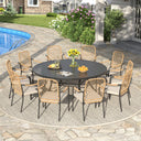 Vicllax 11-Piece Outdoor Dining Set, 63” Round Metal Table and Solana Stackable Chair