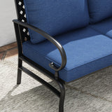 Vicllax 4-Piece Outdoor Patio Conversation Sofa Set, With Metal Rectangular Fire Pit Table (Blue)