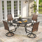 Vicllax 5 PCS Patio Dining Table Set, 41"/47“ Round Metal Table and Sienna Swivel Chairs
