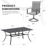 Vicllax 7 Pieces Outdoor Dining Set with Metal Rectangular Table and Swivel Chair