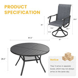 Vicllax 5 Pieces Outdoor Dining Set, 47.2" Metal Round Dining Table and Premium Swivel Chairs