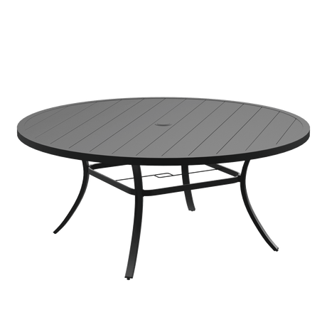 63" Round Metal Outdoor Dining Table for 10 People - Adjustable Umbrella Hole - 5 Colors