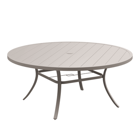 63" Round Metal Outdoor Dining Table for 10 People - Adjustable Umbrella Hole - 5 Colors