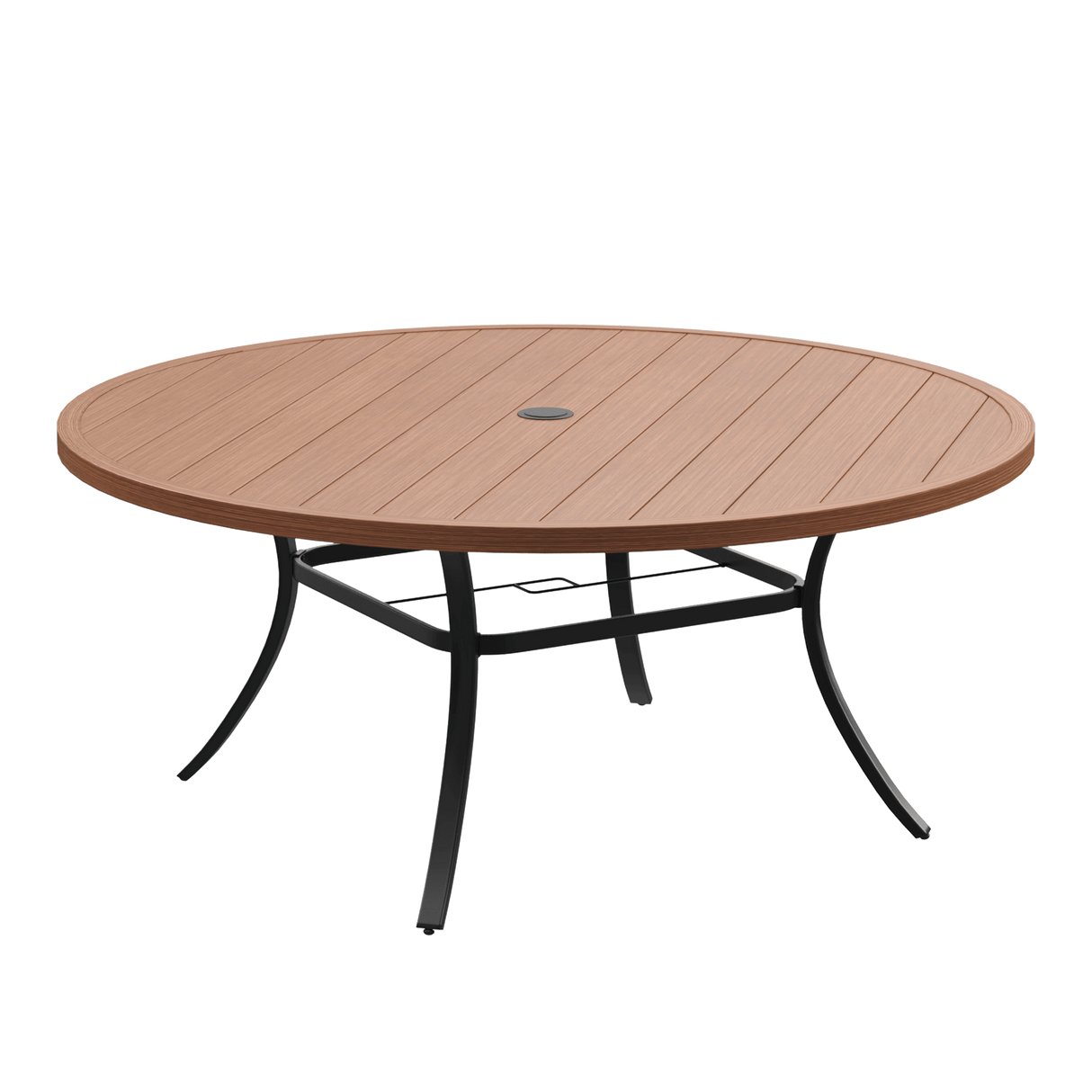 63" Round Metal Outdoor Dining Table for 10 People - Adjustable Umbrella Hole - 5 Colors