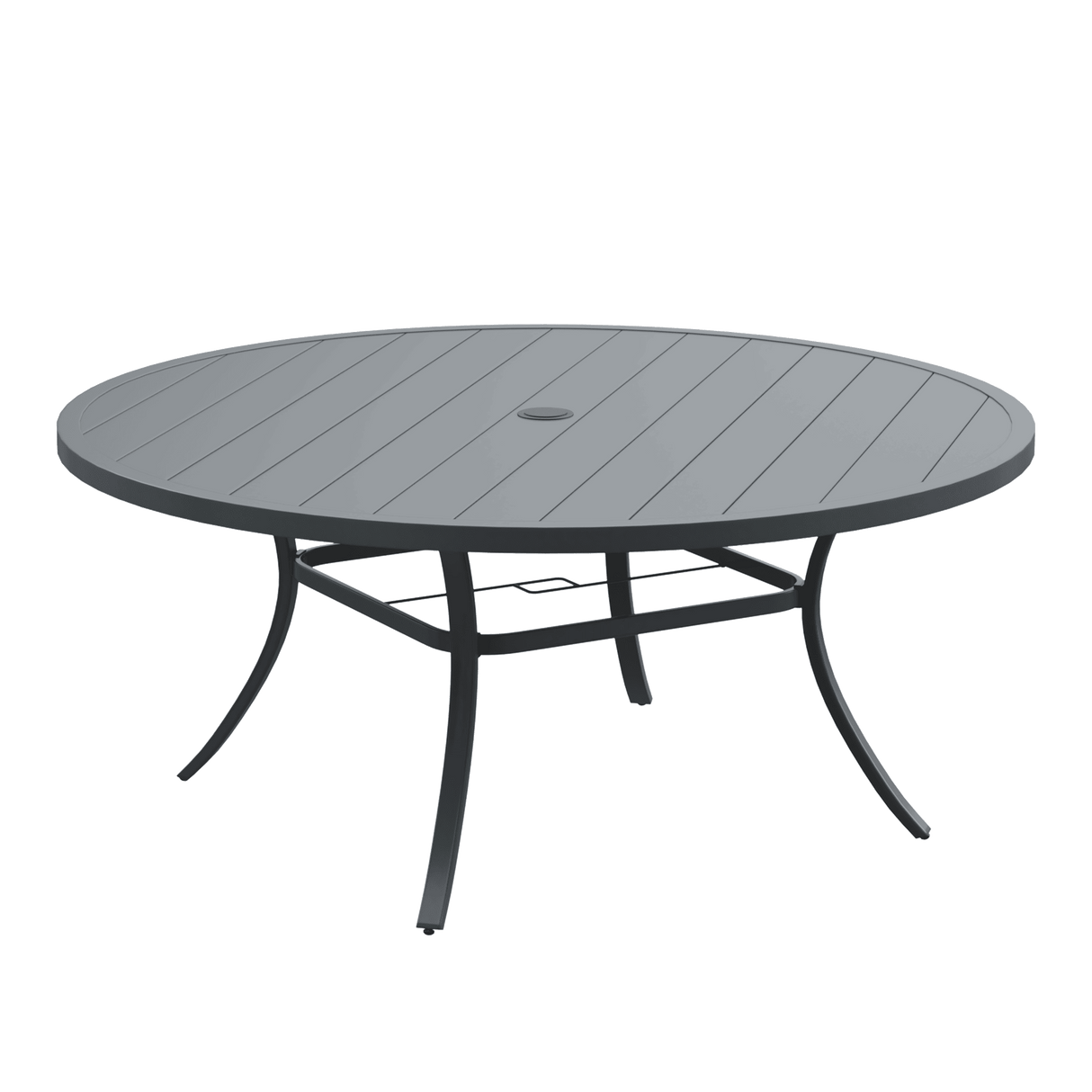 63" Round Metal Outdoor Dining Table for 10 People - Adjustable Umbrella Hole - 5 Colors