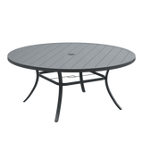 63" Round Metal Outdoor Dining Table for 10 People - Adjustable Umbrella Hole - 5 Colors