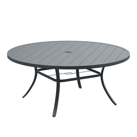 63" Round Metal Outdoor Dining Table for 10 People - Adjustable Umbrella Hole - 5 Colors
