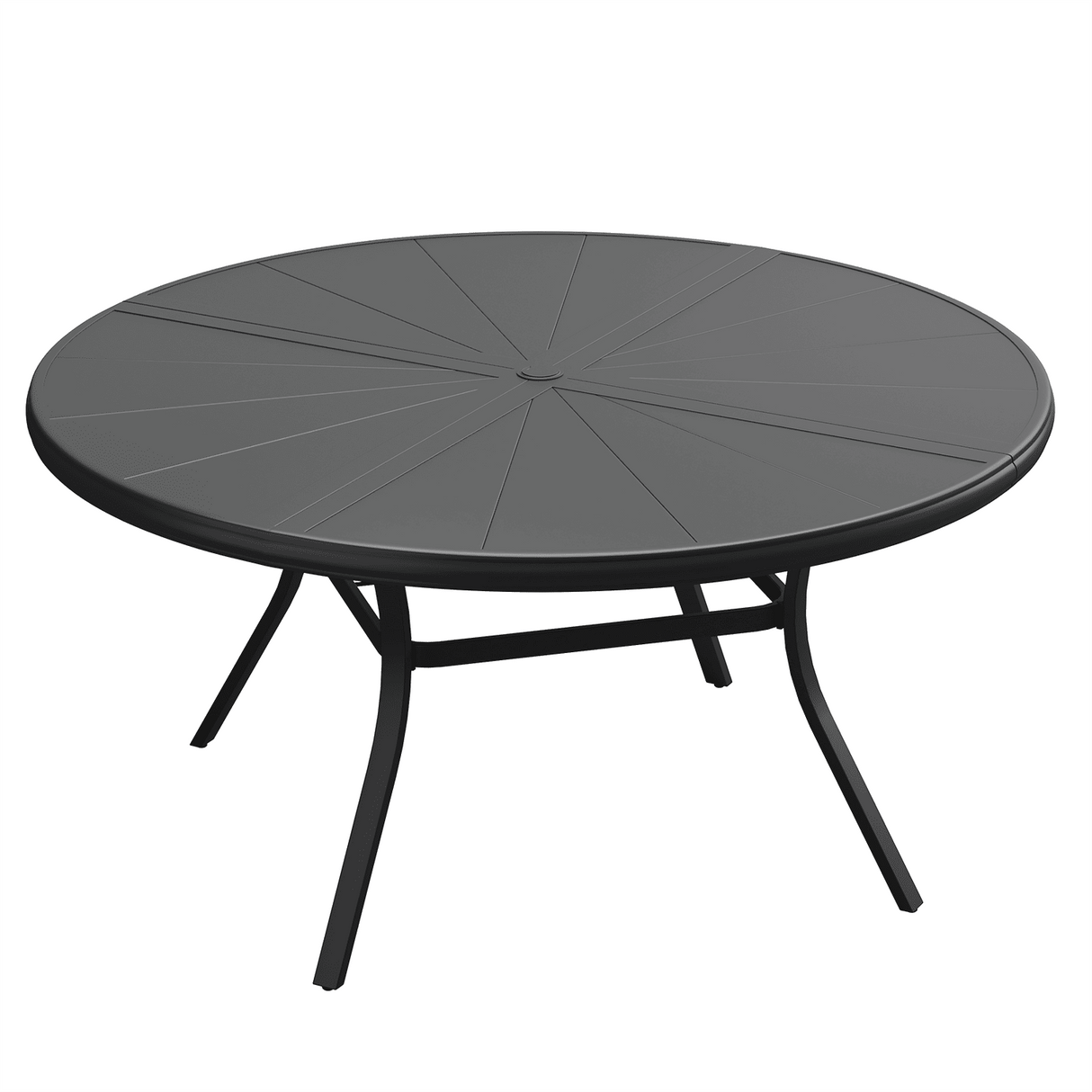 Vicllax Outdoor Round Dining Table, Patio Aluminum Tabletop with Storage Shelf