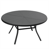 Vicllax Outdoor Round Dining Table, Patio Aluminum Tabletop with Storage Shelf