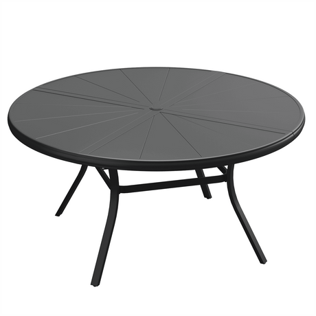 Vicllax Outdoor Round Dining Table, Patio Aluminum Tabletop with Storage Shelf