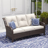 Vicllax Patio Wicker Oasis Lounge Sofa, 3-Seater Sofa