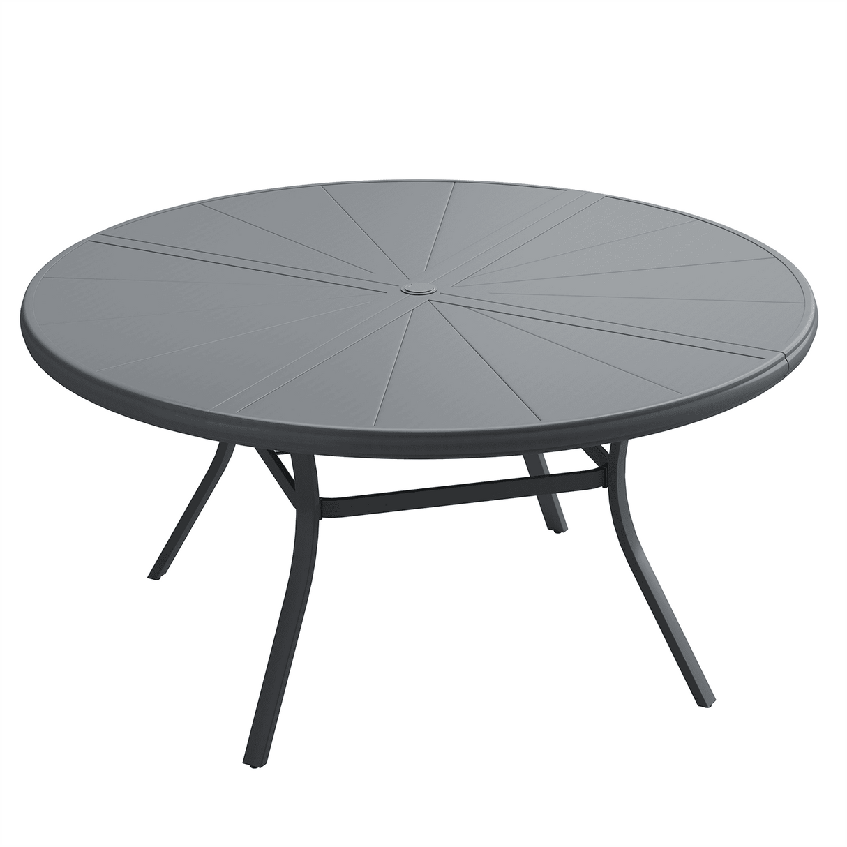 Vicllax Outdoor Round Dining Table, Patio Aluminum Tabletop with Storage Shelf