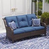 Vicllax Patio Wicker Oasis Lounge Sofa, 3-Seater Sofa