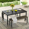 Vicllax 3-Piece Rectangular Metal Outdoor Dining Table and Bench Set