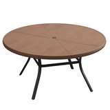 Vicllax Outdoor Round Dining Table, Patio Aluminum Tabletop with Storage Shelf