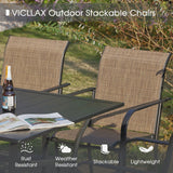 Vicllax 7 Pieces Outdoor Dining Set with Curved Dining Table and Stackable Sling Chair