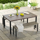 Vicllax 3-Piece Rectangular Metal Outdoor Dining Table and Bench Set