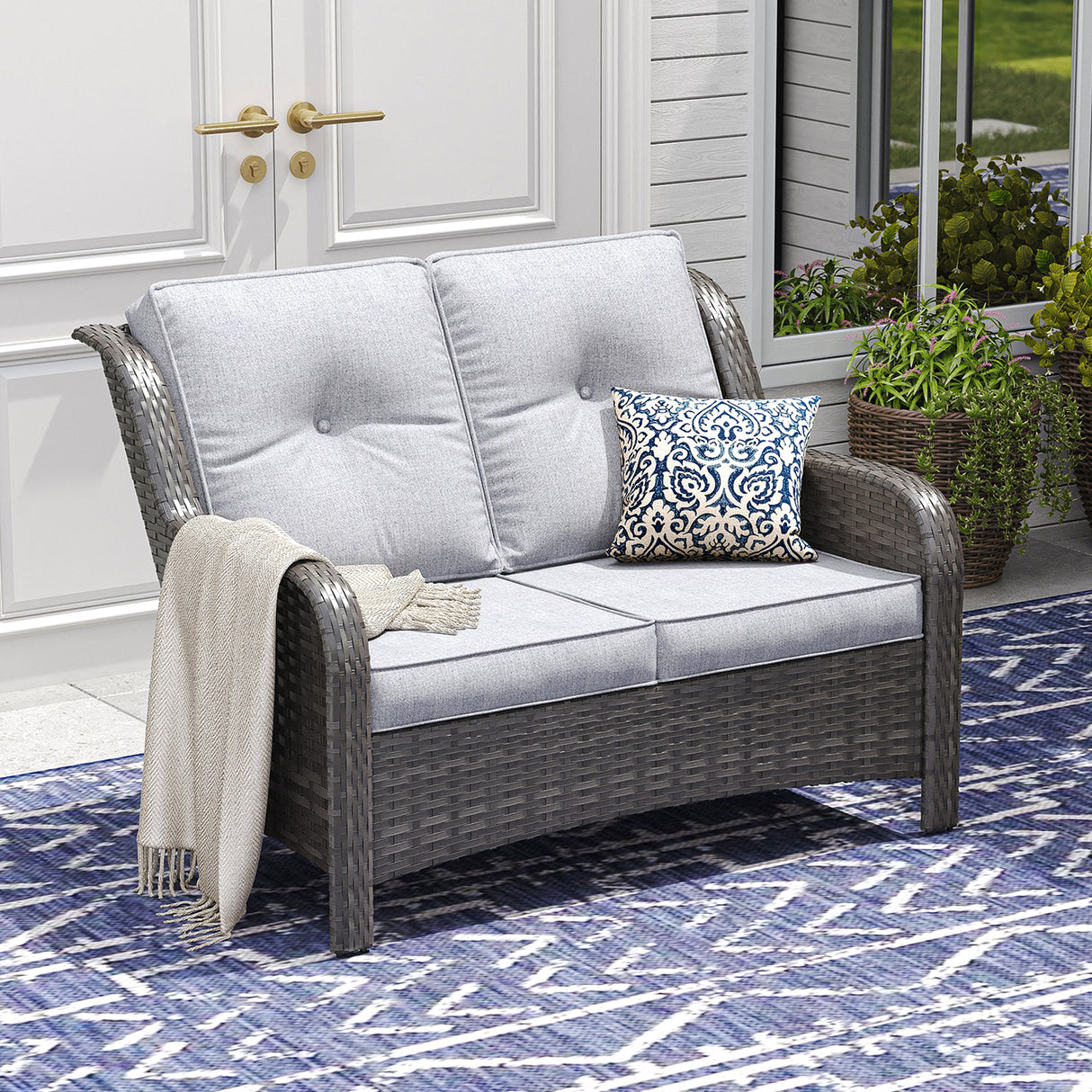 Vicllax Patio Wicker Oasis Lounge Sofa, Loveseat