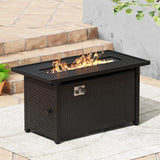 Vicllax 4-Piece Outdoor Patio Conversation Sofa Set, With Metal Rectangular Fire Pit Table (Blue)