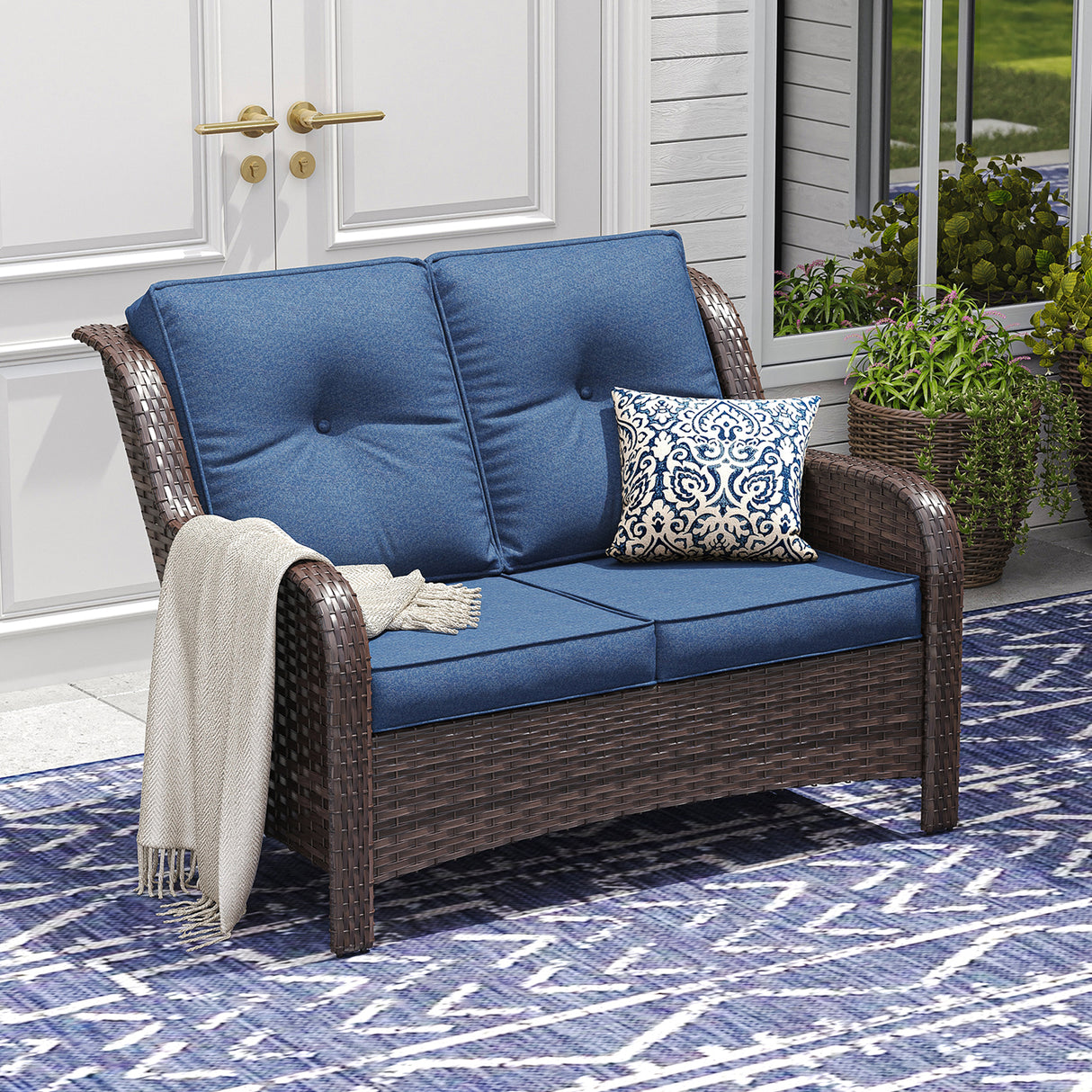 Vicllax Patio Wicker Oasis Lounge Sofa, Loveseat