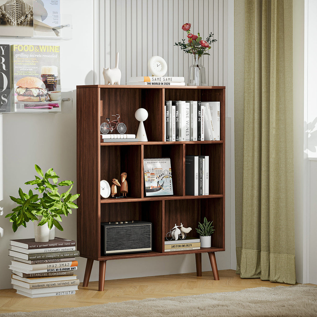 Vicllax Open Bookshelf with Legs, Storage Cube Floor Standing Display Shelf